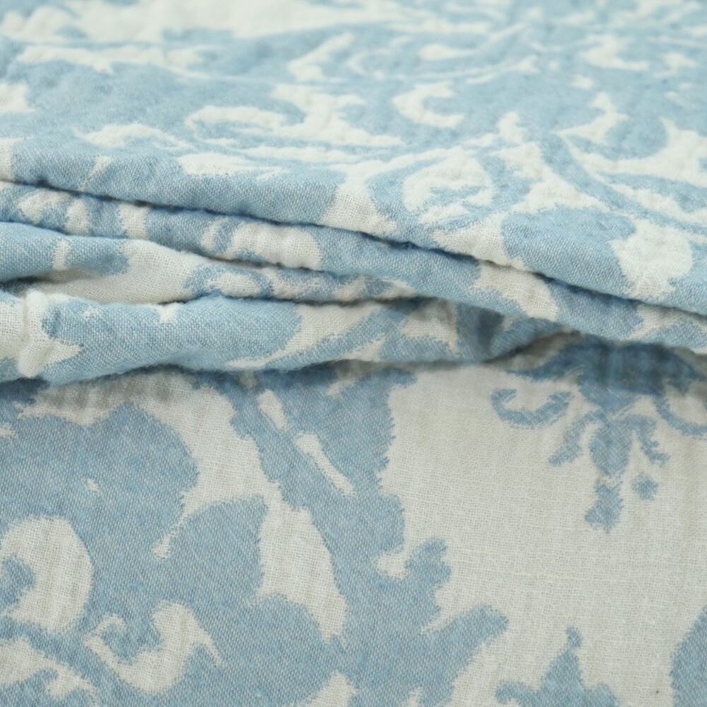 Pottery Barn Jacquard Medallion Duvet Cover Full Queen 2 Standard Shams Blue - Picture 2 of 16